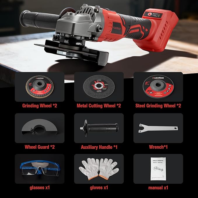 Angle Grinder Cordless for Milwaukee M18 Battery, Brushless, 4 1/2" Cordless Grinder, Variable Speed, Powerful 18V Angle Grinder Tool for Grinding Polishing Cutting (Battery Not Included)