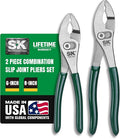 SK Tools USA 2-Piece Pliers Set, 6 & 8'' Slip Joint Pliers, 2-Jaw Position | Premium High Carbon Steel, Angled Teeth, Anti-Slip Padded Handle