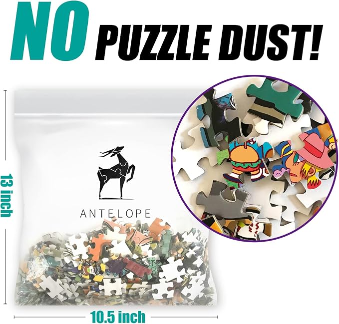 ANTELOPE 1000 Piece Puzzle Bundle, Young Adult, Cardboard, Pets and Entertainment Theme, 3 in 1 Set - Dog Park, Drive in Movie, Cat Castle