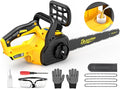 16 Inch Electric Chainsaw Compatible with Dewalt 20V/60V MAX Battery (Tool Only), Brushless Cordless Chainsaw with Auto Oiler, Battery Level Screen, 3 Chains, Handheld Pruning Saw for Tree Branch