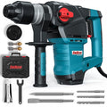 ENEACRO 1-1/4 Inch SDS-Plus 12.5 Amp Heavy Duty Rotary Hammer Drill | Safety Clutch, 3 Functions, Vibration Control, Includes Grease, Chisels, Drill Bits & Case
