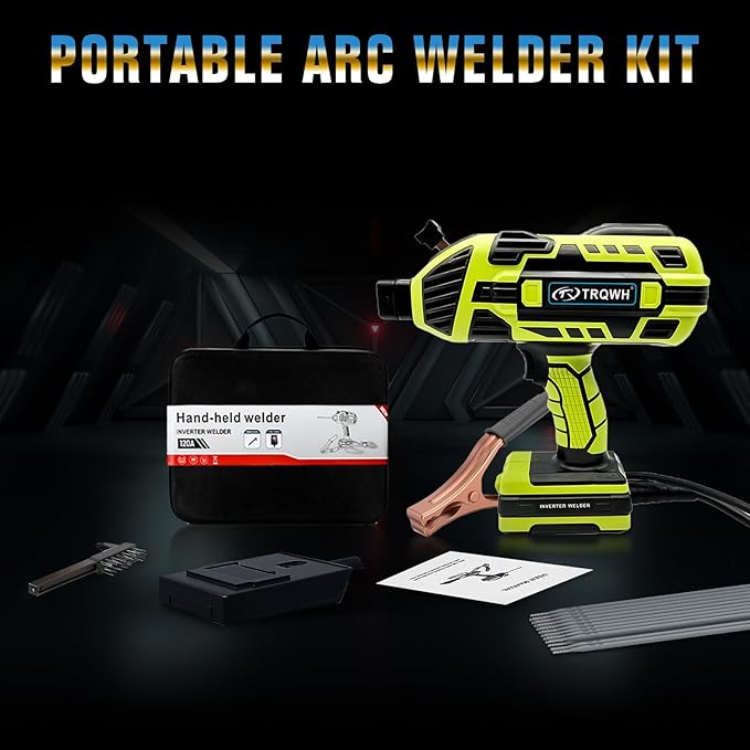 TRQWH Portable Welding Machine 110V ARC Handheld Welder IGBT Inverter Welding Gun Stick Welder 5 Variable Current Adjustment Hand Held Welder Machine, Fit for 1/16"-1/8" Welding Rods (Green)