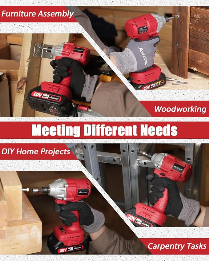 AVID POWER 20V Brushless 1/4'' Impact Driver Kit, 2220in-lbs High Torque, 2-Speed Mode, Variable Speed Cordless Impact Driver, Brake Stop Function, Compact Design with LED Light, 4 Sockets & 4 Bits