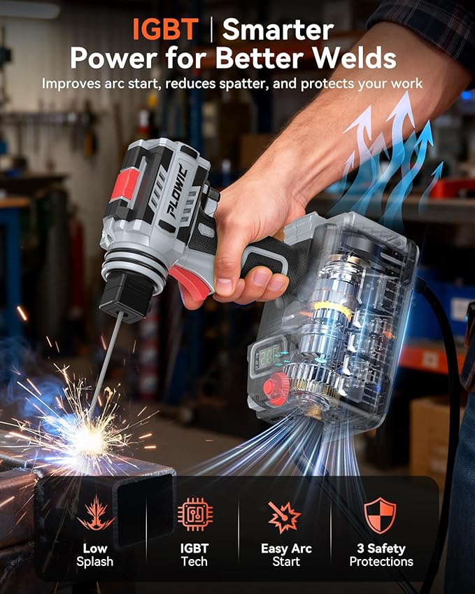 Portable Welding Machine:【2026 Next-Gen】110V Handheld Welder with Balanced Design, LCD Display & 3 Modes (MMA/Hot Start/Arc Force), 200A IGBT Inverter ARC Welder Gun Fits 1/16"-1/8" Rods, Gray