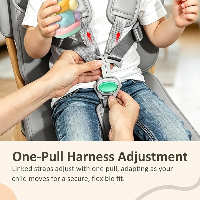 Toddler Booster Seat for Dining Table,Kitchen Chair Booster Cushion | Non-Slip Booster Seat with Backrest and 5 Piont Harness, PU Waterproof Travel Baby Booster Increasing Cushion