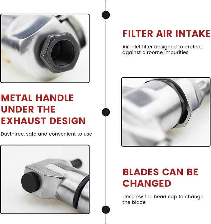 2800rpm Air Nibbler Pneumatic Tool, 1/4" Inlet Port Heavy Duty Handheld Metal Cutter Air Tools for 1mm Steel Plate/Aluminum Plate/Stainless Steel Plate/Barbed Wire/Metal Cutting Operations