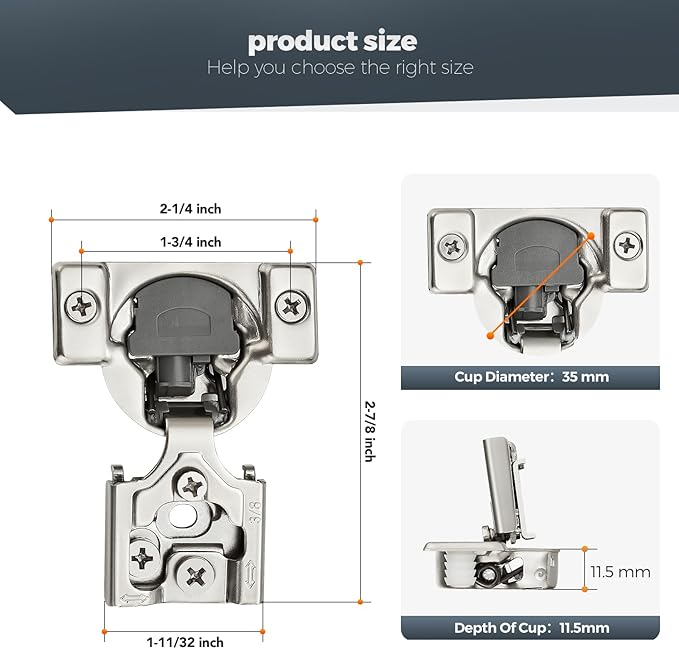 50 Pack (25 Pairs) 3/8" Overlay Soft Close Cabinet Hinges, Satin Nickel Stainless Steel Concealed Hinges with 3D Self-Closing for Face Frame Doors & Kitchens