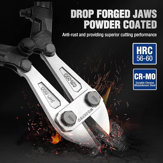 WORKPRO 24" Bolt Cutter, Chrome Molybdenum Steel Blade, Heavy Duty Bolt Cutter with Soft Rubber Grip, Cutting Tool for Cut Chain, Wire, Screw, Rivet