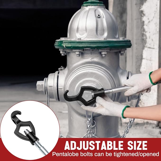 Tandefio 1 Pcs Fire Hydrant Wrench, 1-1/2" to 3", Black | Adjustable Hydrant Key for Utility Crews, Multifunctional Hydrant Wrench for Tightening Fire Nuts Tightening Water Pipes