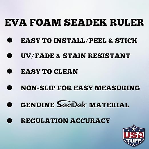 USATuff SeaDek EVA Foam Fish Measuring Ruler for Boat, Fishing, Kayak | Adhesive Backing Peel & Stick - 24" Mocha-Black