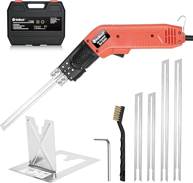 ROMECH Hot Knife Foam Cutter, 200W Air-Cooled Electric Foam Cutting Tool Kit with Blades & Heavy-Duty Case for EPS, XPS, EVA, EPP RM-009 (200W Air Cooled)