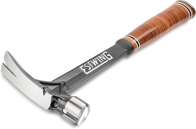 ESTWING Ultra Series Hammer - 15 oz USA Made Rip Claw Framing Hammer with Smooth Face & Genuine Leather Grip - E15S