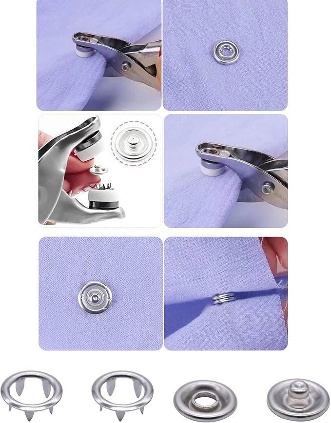 RANIT 100 Sets Snap Button Installation Tool Kit - Hidden Press Fasteners with Snaps Pliers，Multi-Functional Clothing Closures (Male/Female Snap Set)