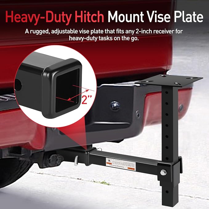 Hitch Mount Vise Plate, Adjustable Height Vise Holder for 2-Inch Receiver