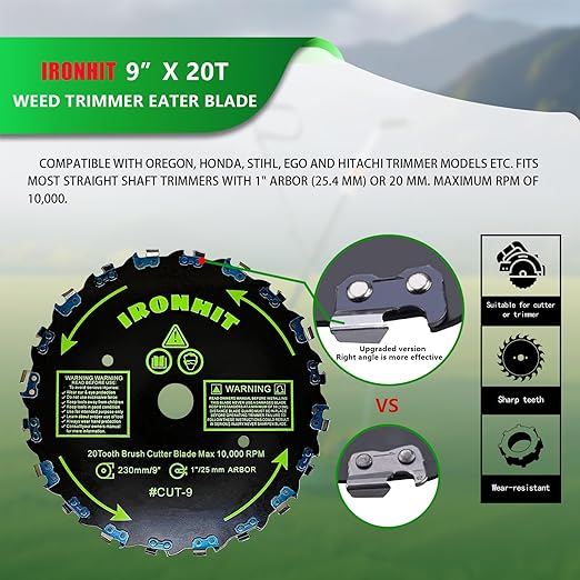 9" x 20T Chainsaw Brush Cutter Blades, WeedEater Blades, Brush Cutter String Trimmer Blades, 1"/25MM Arbor(3 Blades)