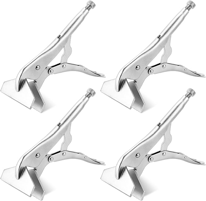 10 Inch Locking Sheet Metal Clamp, Adjustable Welding Pliers Tool, Heavy Duty Duck Bill Pliers Panel Clamp for Metalworking, Woodworking, Metal Bending, Welding and Clamping (4 Pack)