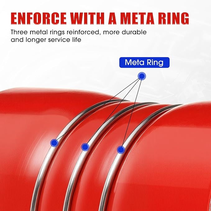 4 Pack 3"x 6" Silicone Charge Air Cooler Hump Hose with T-bolt Spring Loaded Clamps Semi Truck Hose Set Heavy Duty Turbo, Air Intake and Intercooler Kit(Red,3"x 6")