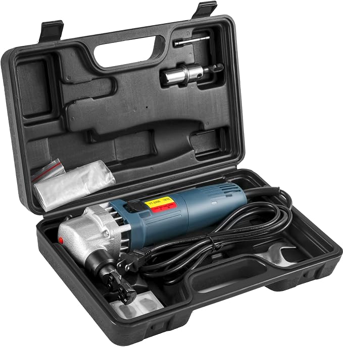 VEVOR Sheet Metal Nibbler 380W, Electric Metal Nibbler 1800RPM High Speed Rotor 0.07in/1.8mm, Metal Nibbler Cutter w Replaced Blades Storage Case for Cutting Stainless Steel, Aluminium, Plastic