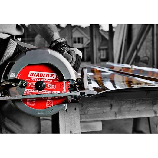 Diablo 7-1/4-Inch x 70-Teeth Steel Demon Carbide Saw Blade for Thin Metal - Ideal for Mild Steel Cutting, 12 Gauge or Thinner - Tico Hi-Density Carbide, Triple Chip Grind - D0770F