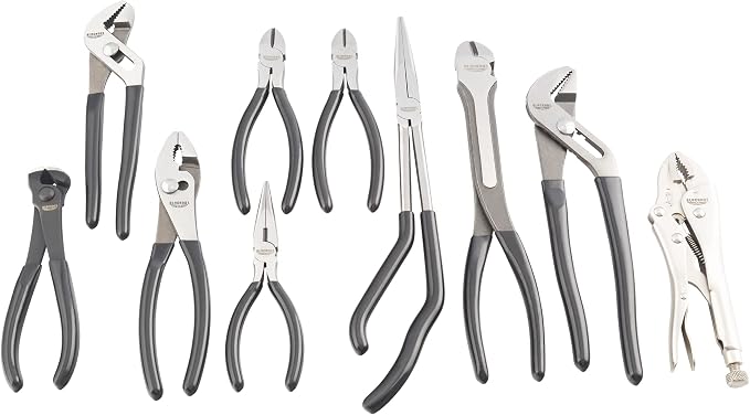 Blackout XP 10 Piece Pliers Set Tools with Zippered Carry Bag | Needle Nose, Wire Cutters, Slip Joint, and Locking Jaw Plier Mechanic Tools Set