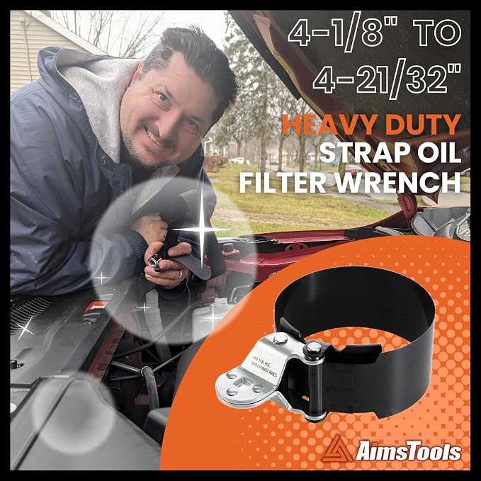 Heavy Duty Oil Filter Wrench, 105-118mm for Trucks Cars RVs | 4-1/8 to 4-21/32 Inch Range, Universal Removal Tool, Trucks Cars Motorhomes
