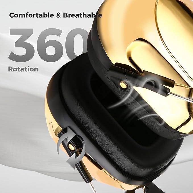 ProCase Noise Reduction Ear Muffs, Sound Proof Ear Protection, NRR 28dB Noise Cancelling Headphones for Adults Kids Autism, Hearing Protection for Shooting Gun Range Mowing -Metalic Gold
