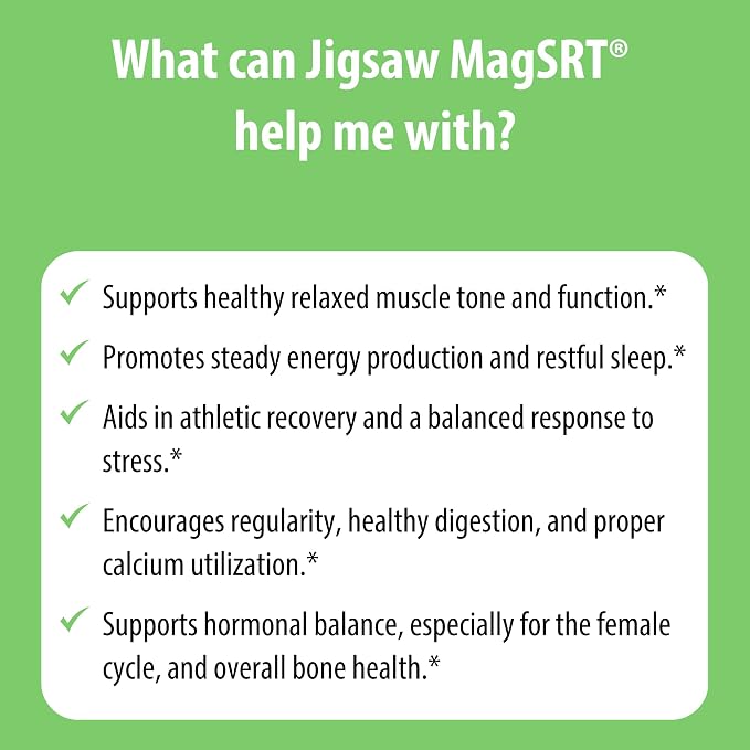 Jigsaw Health MagSRT | Magnesium Supplement with Vitamin B6, Folate & B12 | 120 Tablets | 30 Servings