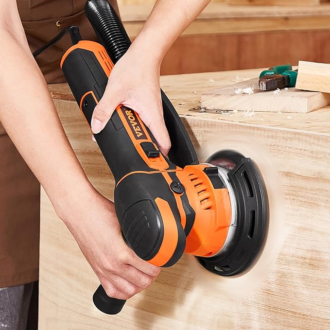 VEVOR Random Orbital Sander, 6-Inch DA & GA Dual Action Orbital Sander, 850W 7400PRM 6 Variable Speed Electric Palm Sander with 10PCS Sandpapers, Dust Connector for Woodworking Detailing Sanding