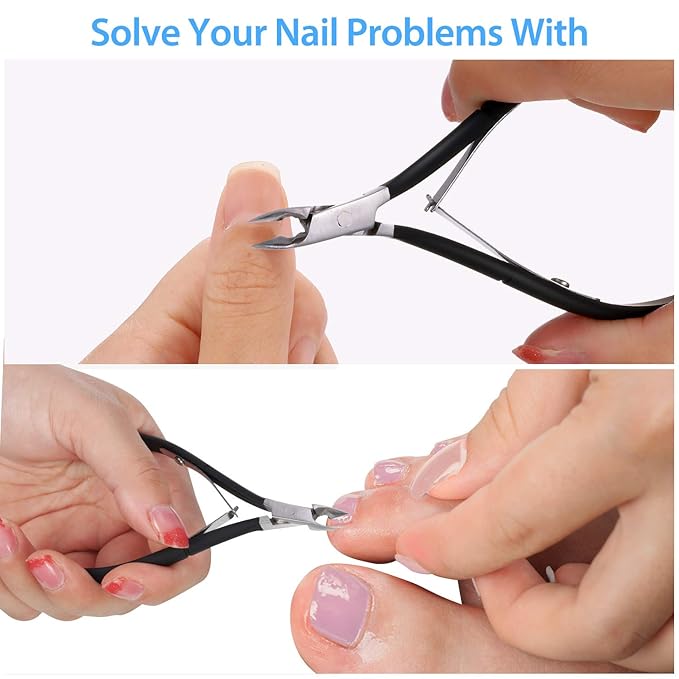 Mudder 3 Pack Black Cuticle Trimmer Nippers Cutter Tool Stainless Steel Nail Cuticle Scissors Remover with Pointed Blade Scissors Pedicure Manicure Tool for Fingernails and Toenails Nails Care