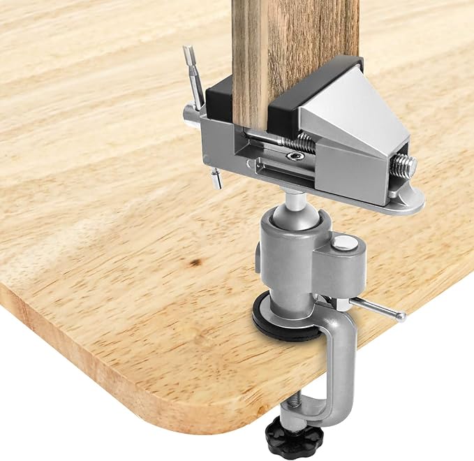 QWORK 3" Universal Tabletop Clamp Vice Tilts Rotate 360°, Portable Work Bench Vise for Drilling, Woodworking,Jewelry Making, Mental working
