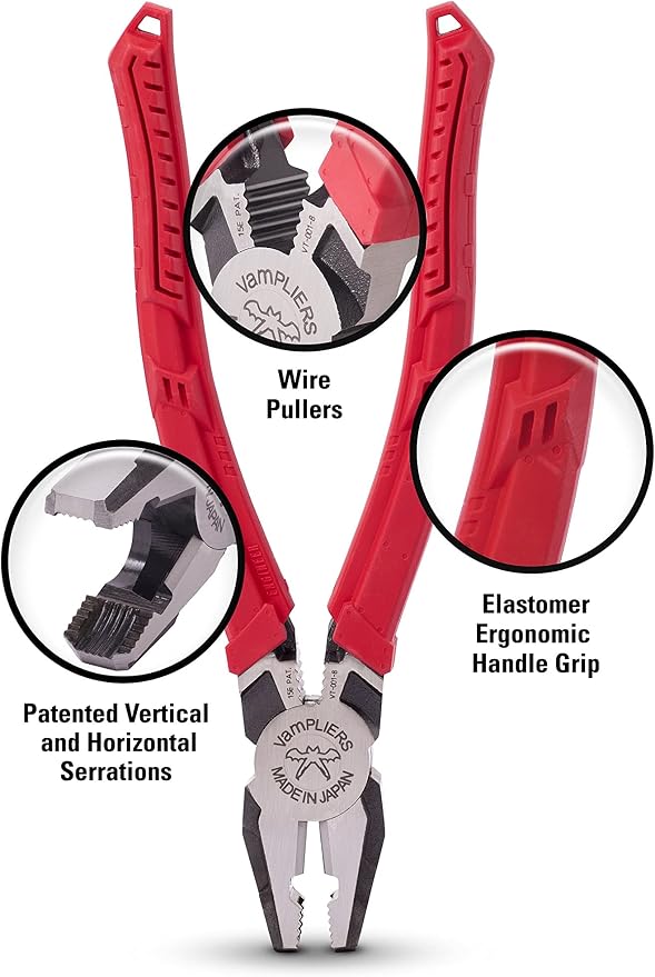 VAMPLIERS 2-PC Screw Extractor Set, 8" Linemans Pliers + Recessed Extractor