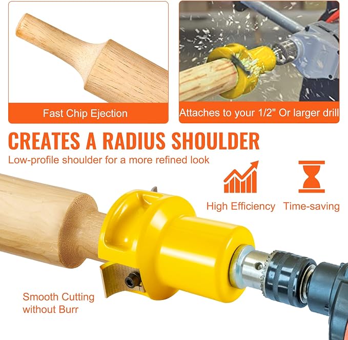 VEVOR Tenon Cutter, 1.5" / 38 mm Diameter, Premium Aluminum & Steel Log Furniture Cutter, with Dual Curved Blades & Button Screws Home Master Kit, Commercial Woodworking Tool for Home Beginner DIY