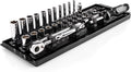 TEKTON 1/4 Inch Drive 6-Point Socket and Ratchet Set with Rails and Tray, 29-Piece (5/32-9/16 in.) | SKT03101