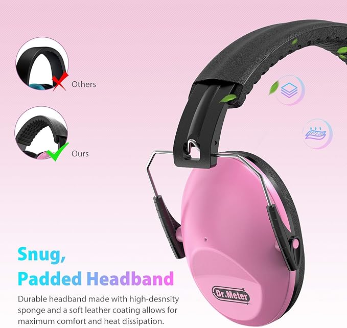 Dr.meter Noise Cancelling Headphones for Kids: SNR27.4 Kids Ear Protection Earmuffs with Adjustable Headband, Ear Muffs for Noise Reduction in Monster Jam, Concert, Firework, Mowing, Autism Sensory