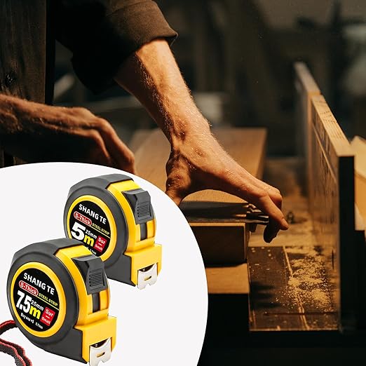 2 Packs Tape Measure 25 ft /16 ft, Steel Measuring Tape Retractable, 25-Foot /16-Foot Basics Self-Locking Measurement Auto Lock Tape Rule Imperial/Metric Tape Measure for Body Measurements