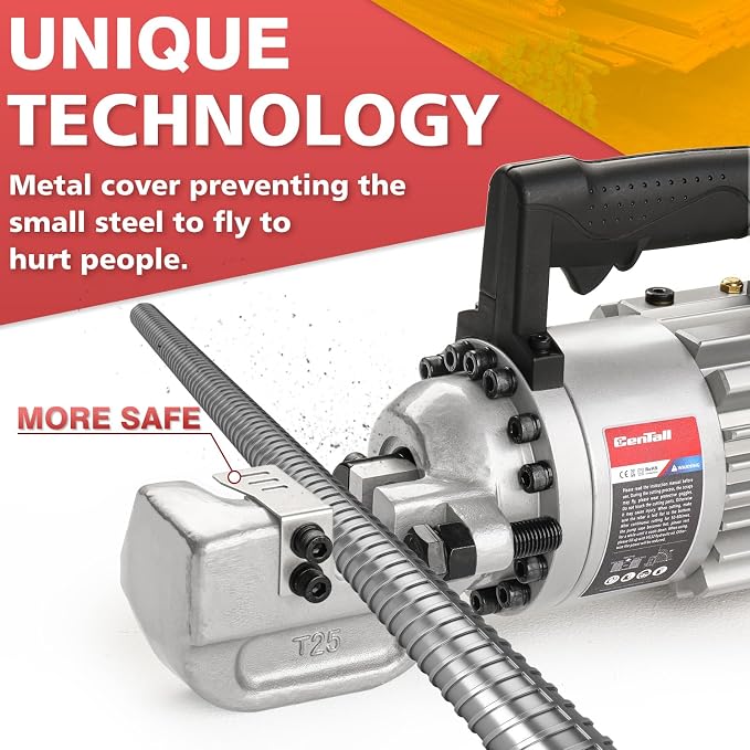 1" Electric Hydraulic Rebar Cutter 2-3S Cutting Speed Portable Rebar Cutter Cutting Rebar 4-25mm #8 120v/60hz (RC25)