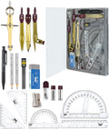 Mr. Pen- Geometry Set, 15 pcs, Gold, 6 Inch Swing Arm Protractor, Divider, Set Squares, Ruler, Compasses and Protractor