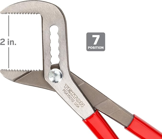 TEKTON 10 Inch Angle Nose Slip Joint Pliers (2 in. Jaw) | PGA16010 | Made in USA