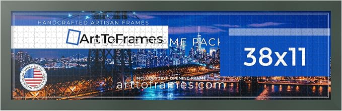 ArtToFrames Puzzle Frame for Buffalo Games 750 Piece Jigsaw Puzzles, 38x11 Inch (97x28 cm), Fern Green Engineered Wood with Economy Acrylic, Ready to Hang Puzzle Display