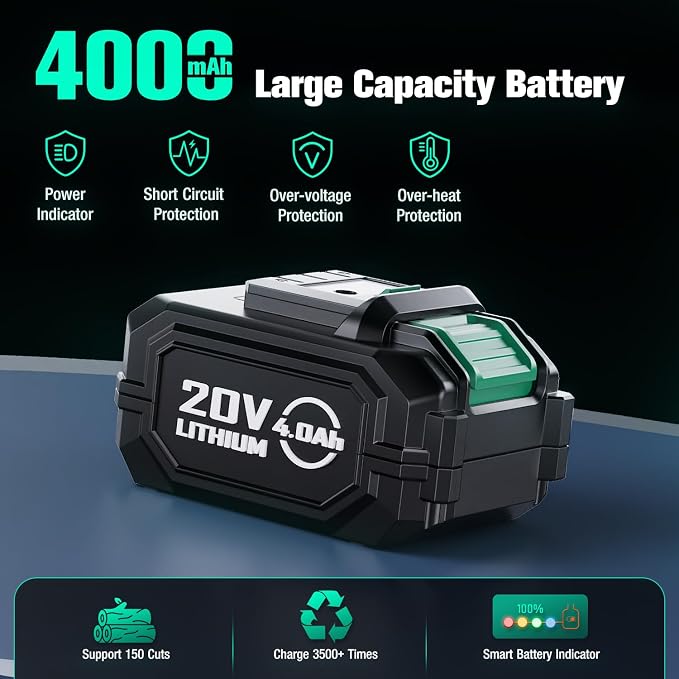 KIMO Brushless Electric Chainsaw Cordless, 4.0Ah Battery & Fast Charger, Handheld Chain Saw with Auto Oiler, Battery Powered Chainsaw Electric for Tree Trimming, 54.5 FT/S Cutting Speed, 12 INCH