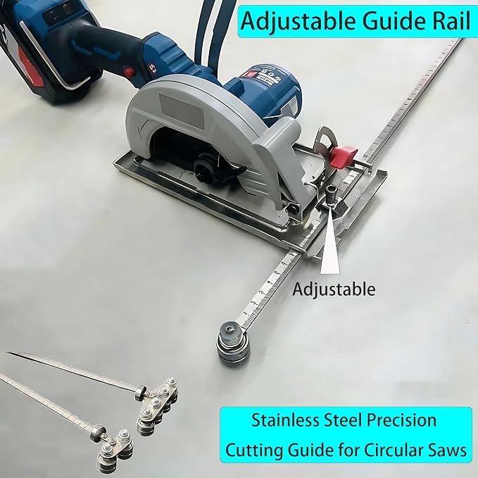 Circular Saw Guide Rail, 24in Positioning Calipers for Circular Saw, Stainless Steel Rip Cut Circular Saw Guide, Adjustable Guide Rail for Woodworking Positioning Cutting