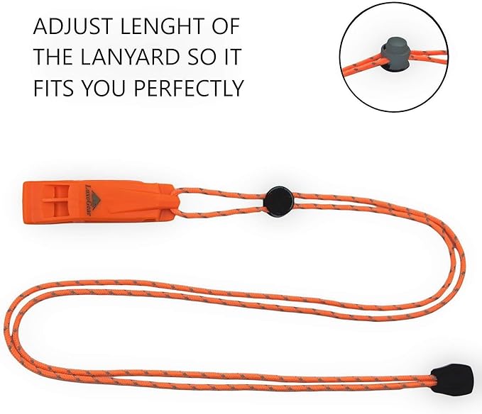 LuxoGear Emergency Whistles with Lanyard Safety Whistle Survival Shrill Loud Blast for Kayak Life Vest Jacket Boating Fishing Boat Camping Hiking Hunting Rescue Signaling Kids Lifeguard Plastic 2 Pack