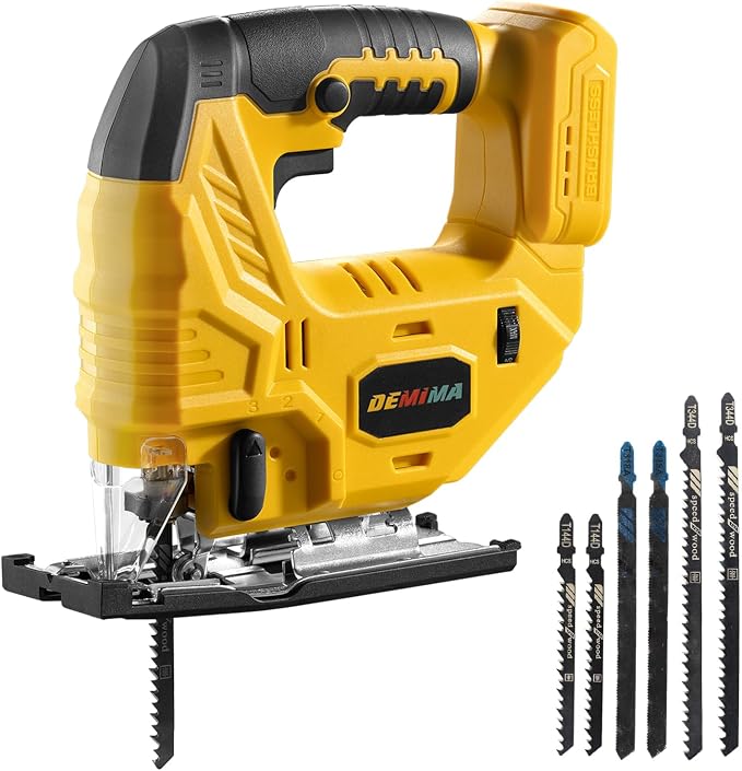 Cordless Jig Saw for Dewalt Battery, 7 Speed Variable Up to 3200RPM, LED Light, 45° Bevel Cuts, 3 Orbital Motions, with Jig Saw Blade for Straight/Curve/Circle Cutting(Battery Not Include)