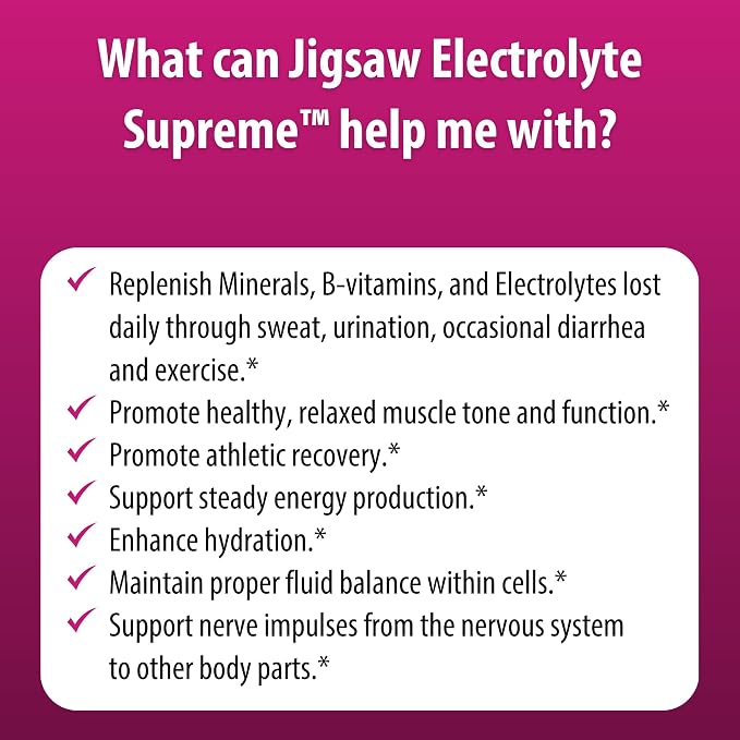 Jigsaw Health Electrolyte Supreme | Broad Spectrum of Electrolytes + Trace Minerals | Berry-Licious Flavor | 60 Servings (Packets)