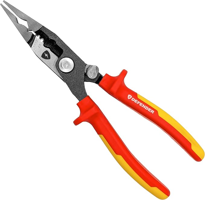 MEGAPRO® DEFENDER Wirestrippers | 1000V VDE Certified | 8.5" Long | Insulated | Electricians Tools (Wire Strippers)
