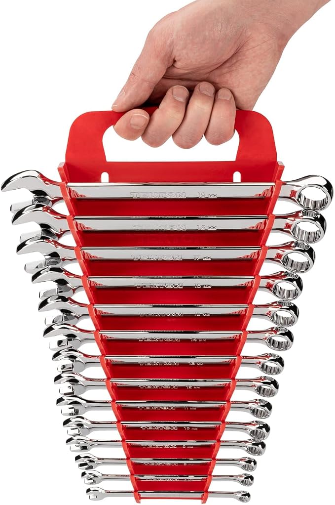 TEKTON Combination Wrench Set, 25-Piece | WCB92301 | (1/4 - 3/4 in., 6 - 19 mm), Wrench Holder, Chrome Finish