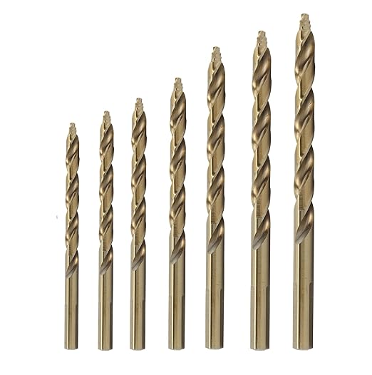 Drill America 7 Piece Cobalt Stepped Point Metric Drill Bit Set (3.00mm, 4.00mm, 5.00mm, 6.00mm, 7.00mm, 8.00mm, 10.00mm), GSC Series