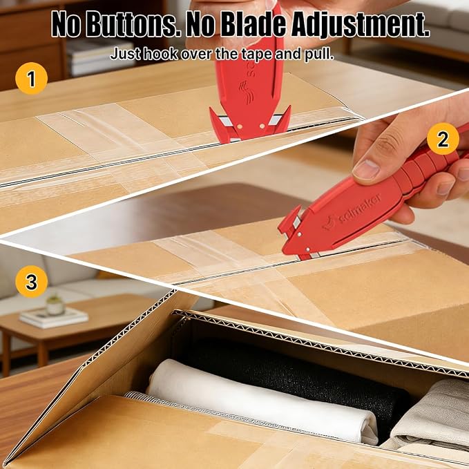 Safety Box Cutter, 6 Pack Ergonomic Lobster Package Opener with Recessed SK-2 Blade Finger Safe Tape Splitter,Letter Slitter for Warehouse,Office.Assorted Colors