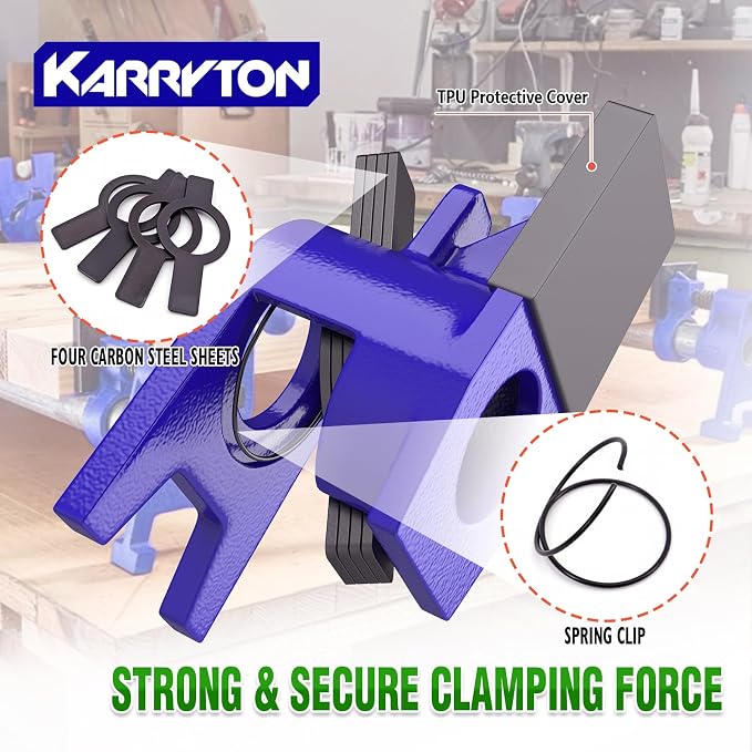 3/4 Inch Heavy Duty Pipe Clamps for Woodworking, H-Style Wood Gluing Clamps w/Foot Pads, Adjustable Pipe Clamp Tool for Furniture, Cabinet Making & DIY Projects (Set of 4)