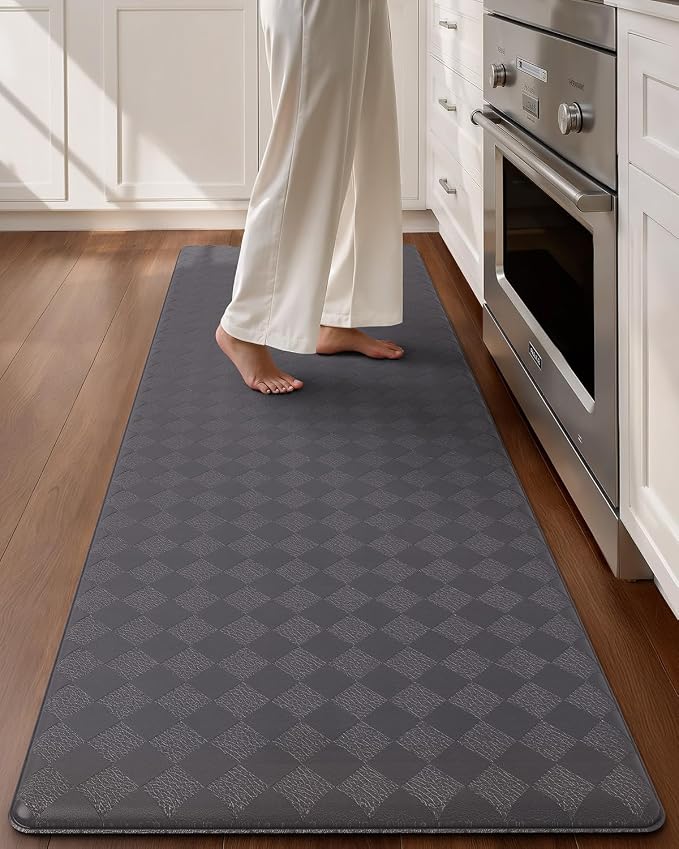 Color&Geometry Anti Fatigue Cushioned Kitchen Floor Mats,24"X71",Long Runner Rug Non Slip Waterproof,Memory Foam Padded Standing Mat for Front Sink,Grey